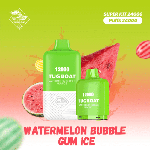 New Tugboat Super 24000 Puffs Watermelon Bubble Gum ICE Disposable Vape _ Tugboat