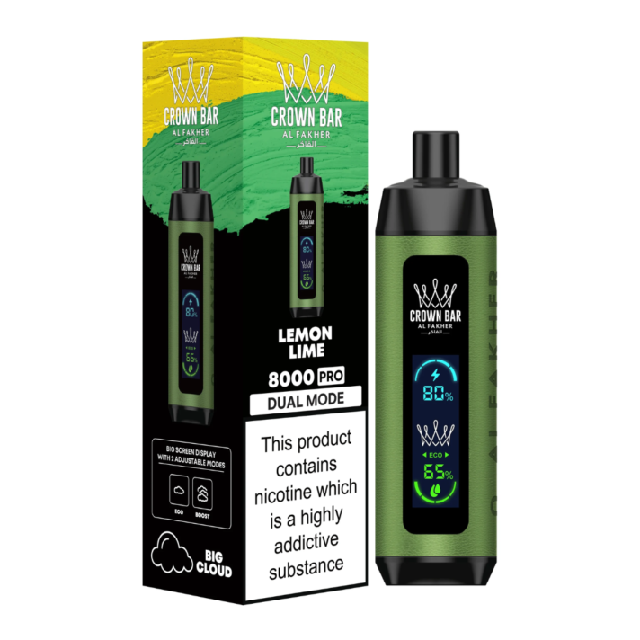 New Al Fakher Crown Bar Pro 8000 Puffs Lemon Lime in Dubai _ Al fakher vape dubai online _ Al fakher vape dubai review