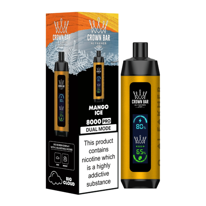 New Al Fakher Crown Bar Pro 8000 Puffs Mango Ice in Dubai _ Al Fakher Crown Bar Disposable Vape in Dubai