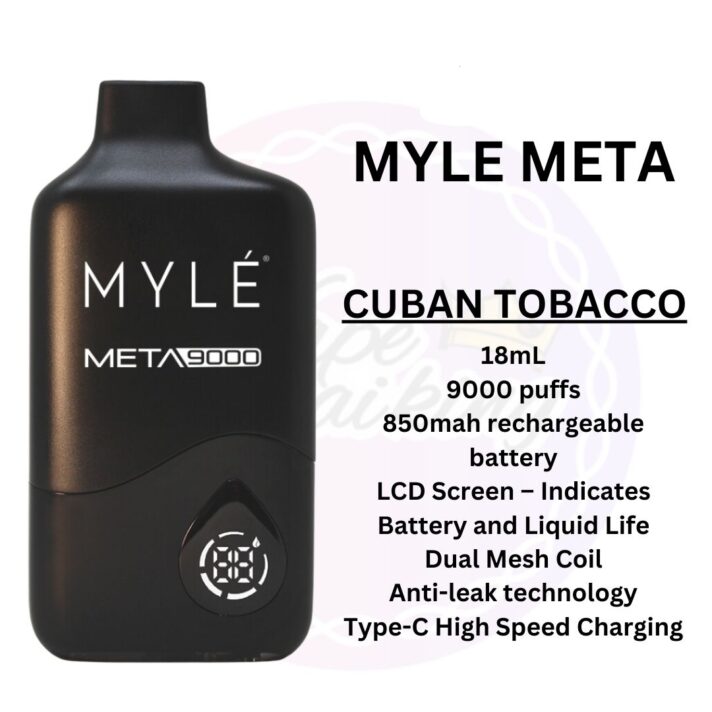 New Cuban Tobacco 9000 Puffs Myle Meta Disposable Vape in Dubai