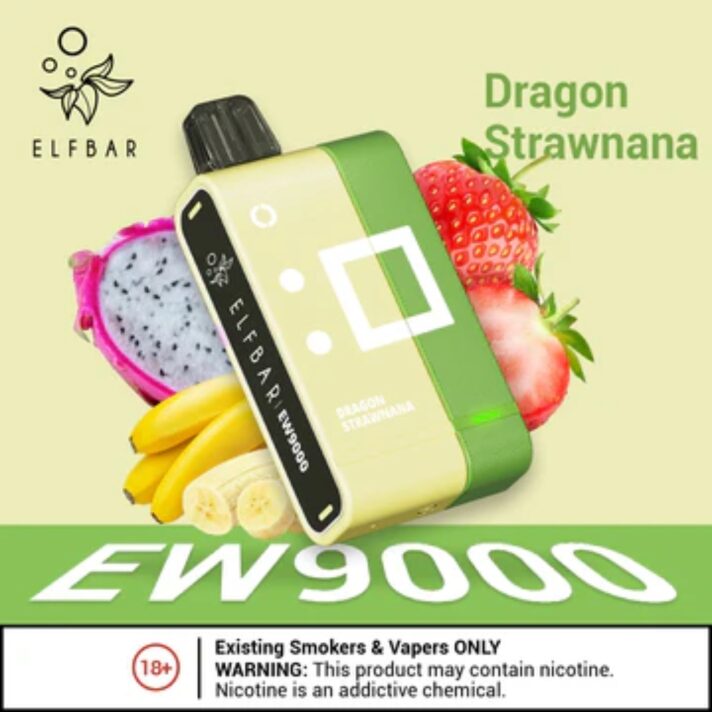 New Elf Bar EW9000 Dragon Strawnana Disposable Pods & Kit in Dubai _ vape shop near to me