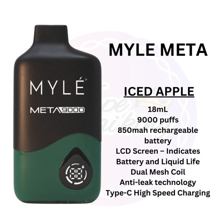 New Myle Meta 9000 Puffs Iced Apple Disposable Vape in Dubai