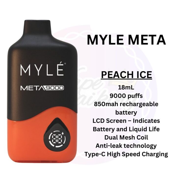 New Myle Meta 9000 Puffs Peach Ice Disposable Vape in Dubai